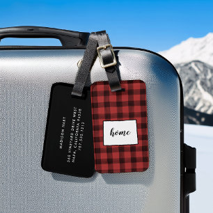 Colorado   Red & Black Buffalo Plaid Home State Luggage Tag