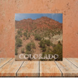 Colorado Red Rocks Landscape Tile<br><div class="desc">Ceramic tile featuring a scenic,  landscape photo image of the colourful,  red rock formations of the western state of Colorado. Select your tile size. Makes a great travel souvenir trivet!</div>