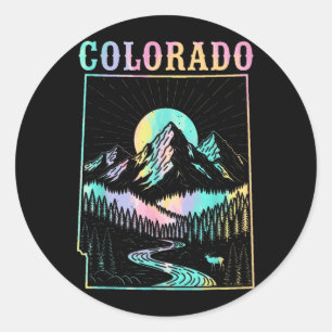 Colorado Retro Vintage Mountains State Map Travel Classic Round Sticker