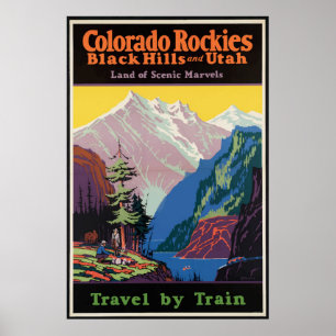 Colorado Rockies and Utah Vintage Travel Poster