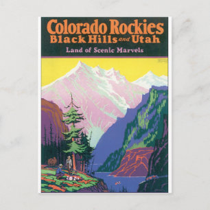 Colorado Rockies Vintage Travel Poster Artwork. Postcard