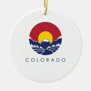 Colorado Rocky Mountain State Flag Ceramic Tree Decoration