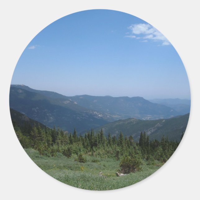 Colorado Rocky Mountains Panorama Classic Round Sticker (Front)