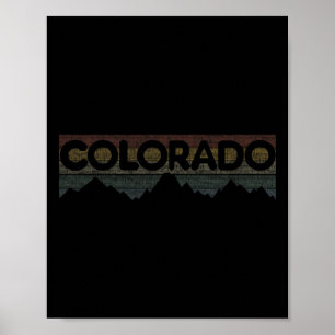 Colorado Rocky Mountains Retro Tee Skiing Camping Poster