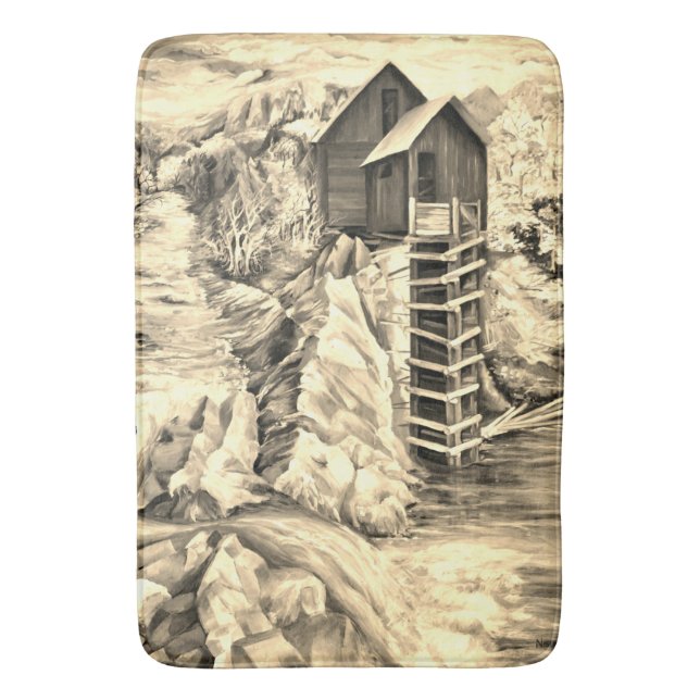 Colorado Rocky Mountains River Crystal Mill Bath Mat (Front Vertical)