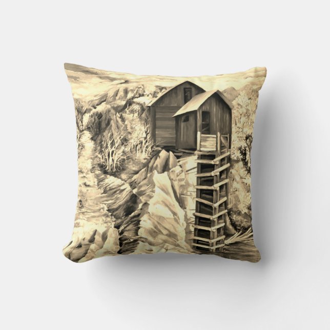 Colorado Rocky Mountains River Crystal Mill Cushion (Front)
