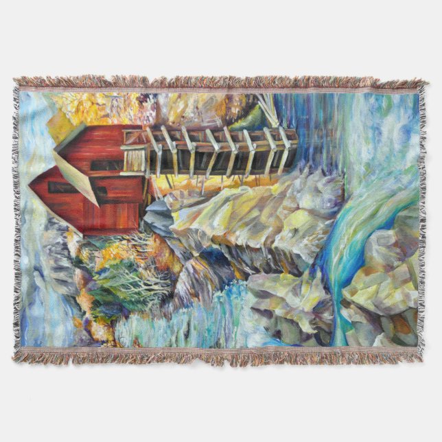 Colorado Rocky Mountains River Crystal Mill Throw Blanket (Front)