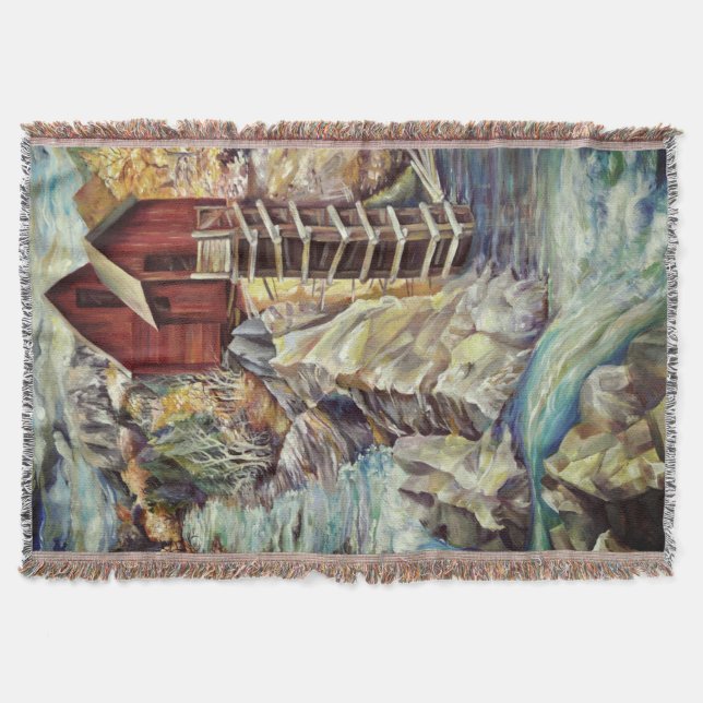 Colorado Rocky Mountains River Crystal Mill Throw Blanket (Front)