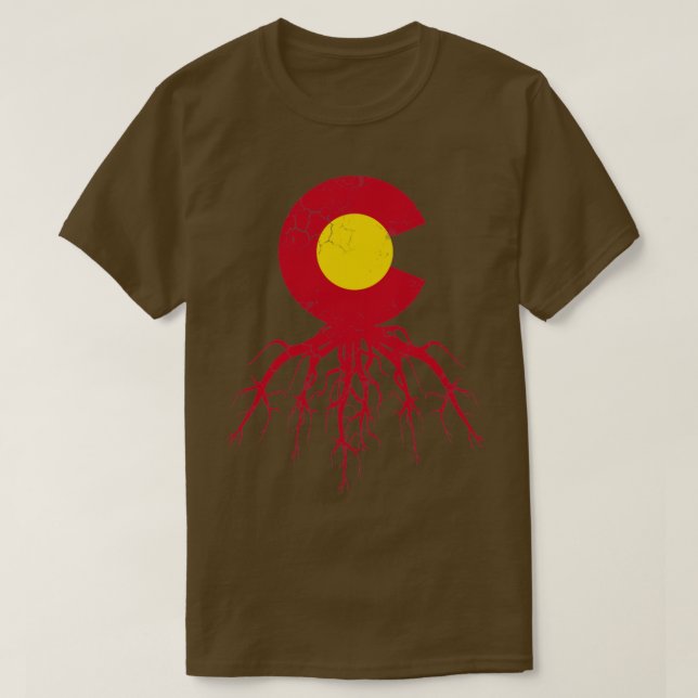 Colorado Roots Flag Home Love Family T-Shirt (Design Front)