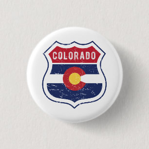 Colorado route 66 pride Flag T-Shirt Throw Pillow  3 Cm Round Badge