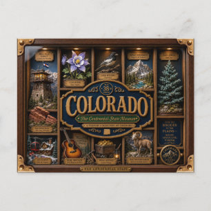 Colorado Shadow Box 3D Figurine State Postcard