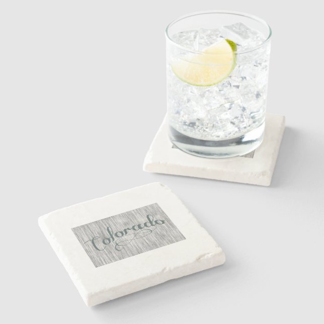 Colorado Shape Vintage Typography Coloradan Retro Stone Coaster (Side)