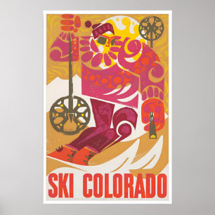 Colorado Ski Art Skiing Poster Retro Vintage Print