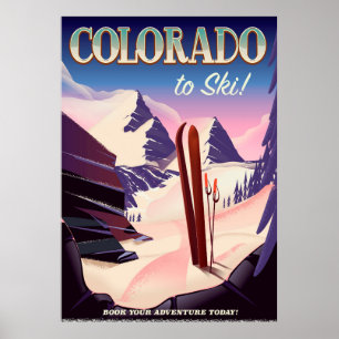 Colorado Ski print - USA vintage ski sports poster
