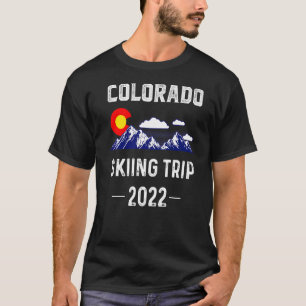 Colorado Skiing Trip 2022 Denver Map Flag Co Souve T-Shirt