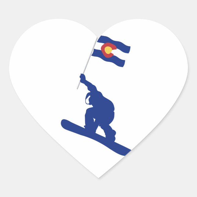 Colorado Snowboard Flag Heart Sticker (Front)