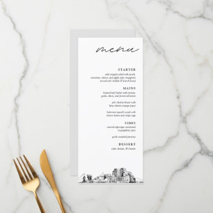 Colorado Spring Skyline Modern Wedding Dinner Menu