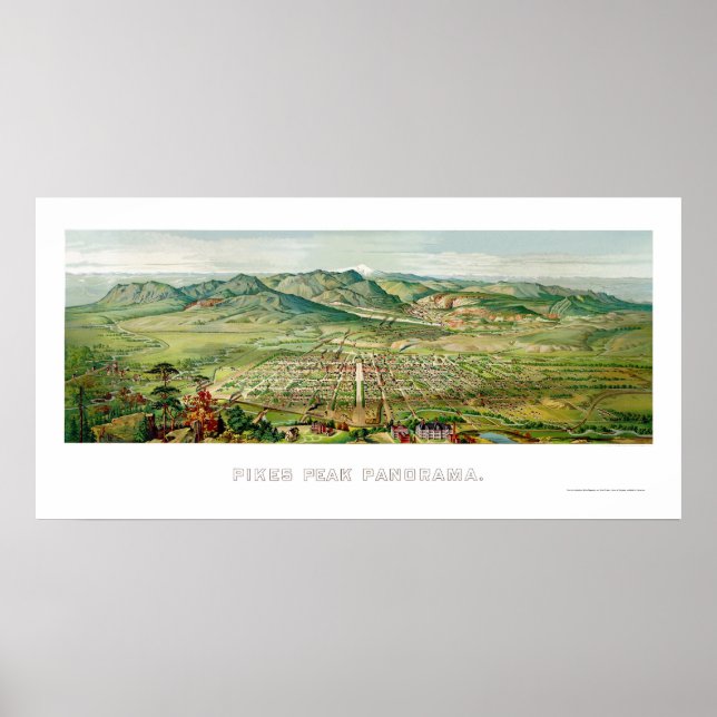 Colorado Springs, CO Panoramic Map - 1890 Poster (Front)
