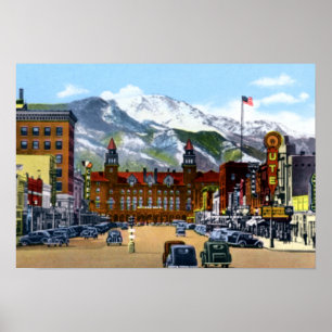 Colorado Springs Colorado Pike Peaks Avenue Poster