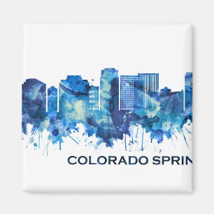 Colorado Springs Colorado Skyline Blue Magnet