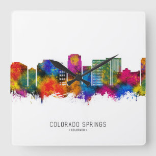 Colorado Springs Colorado Skyline Square Wall Clock