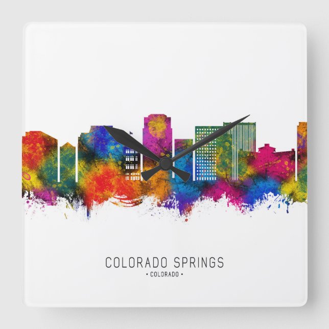 Colorado Springs Colorado Skyline Square Wall Clock (Front)