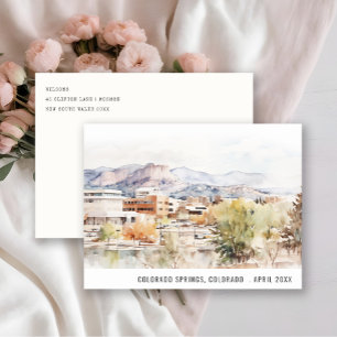 Colorado Springs, Colorado Watercolor Travel Postcard
