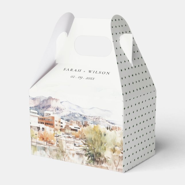 Colorado Springs, Colorado Watercolor Wedding Favour Box (Front Side)