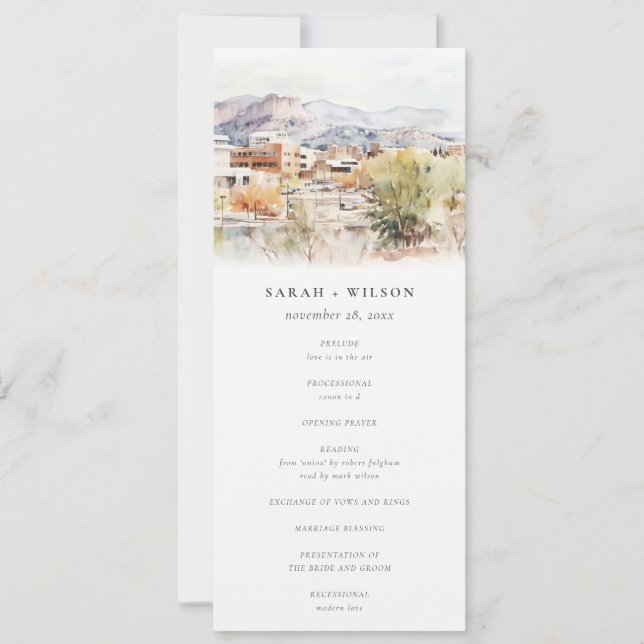 Colorado Springs, Colorado Wedding Program Invitation (Front)