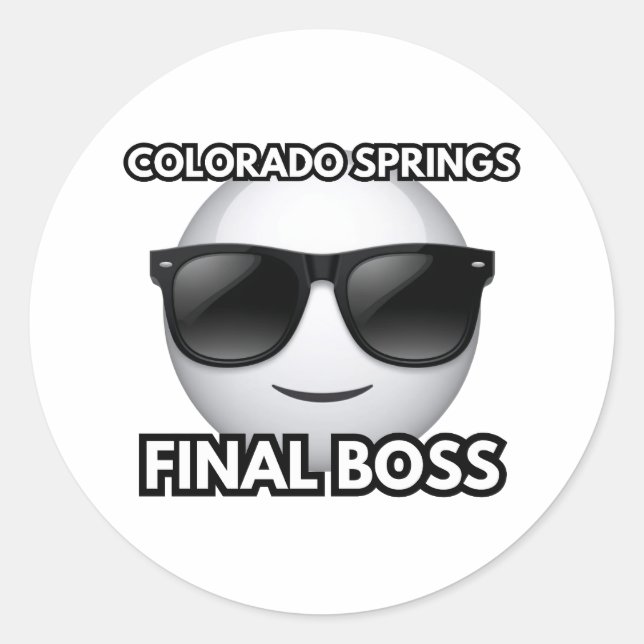 Colorado Springs Final Boss Cool Emoji Sticker (Front)