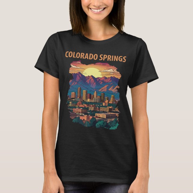 Colorado Springs Garden Sunset Travel T-Shirt (Front)