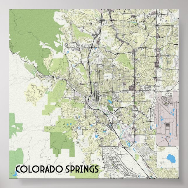 Colorado Springs map Poster (Front)