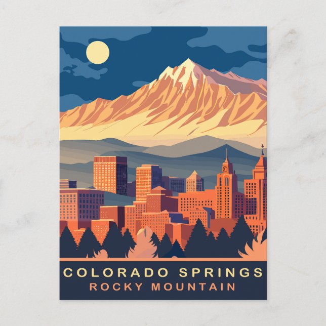 Colorado Springs, Rocky Mountains, Travel Postcard (Front)