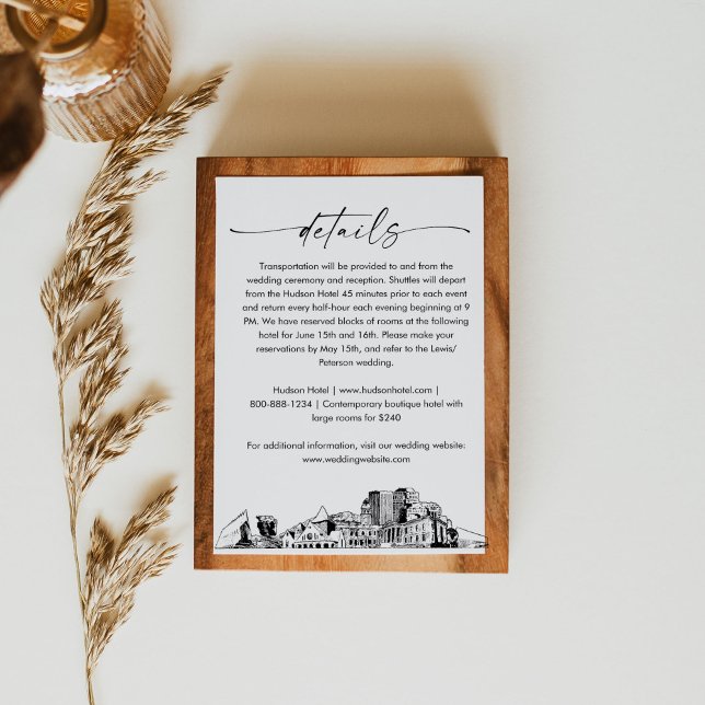 Colorado Springs Skyline Wedding Details, 3.5x5 Enclosure Card (Creator Uploaded)