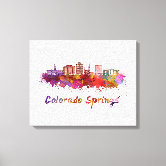 Colorado Springs V2 skyline in watercolor Canvas Print (Front)
