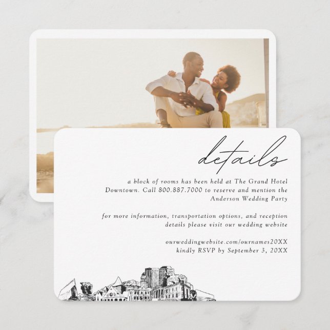 Colorado Springs Wedding Hotel Room Block Details Enclosure Card (Front/Back)