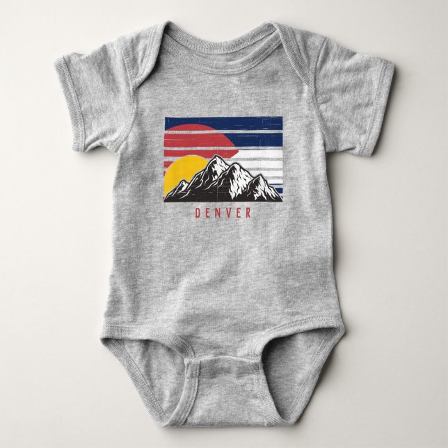 Colorado State Flag Custom City Name Mountains Baby Bodysuit (Front)