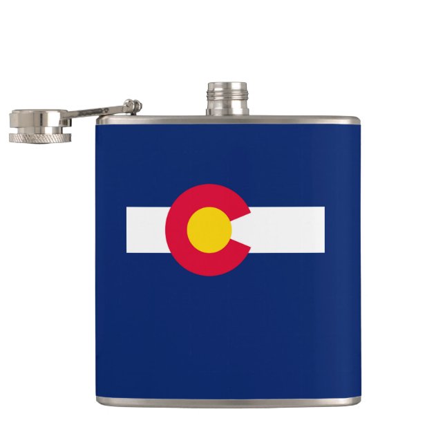 Colorado State Flag Design Hip Flask (Opened)