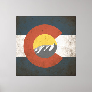 Colorado State Flag Grunge with Mountains Canvas Print