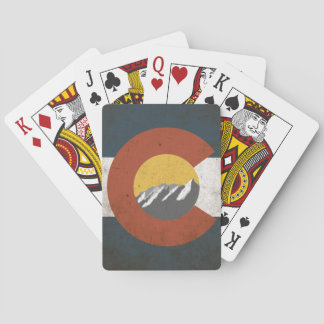 Colorado state Flag, Grunge, with Mountains Playing Cards