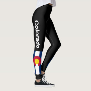 Colorado State Flag Leggings Black Running Pants