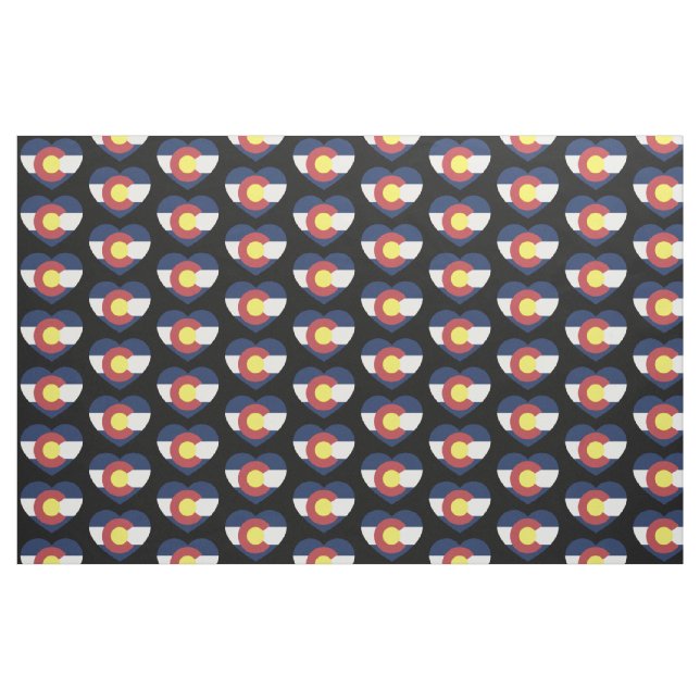 Colorado State Flag Love Heart Pattern Fabric (Fat Quarter)