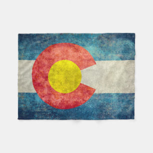 Colorado State flag with vintage retro grungy look Fleece Blanket