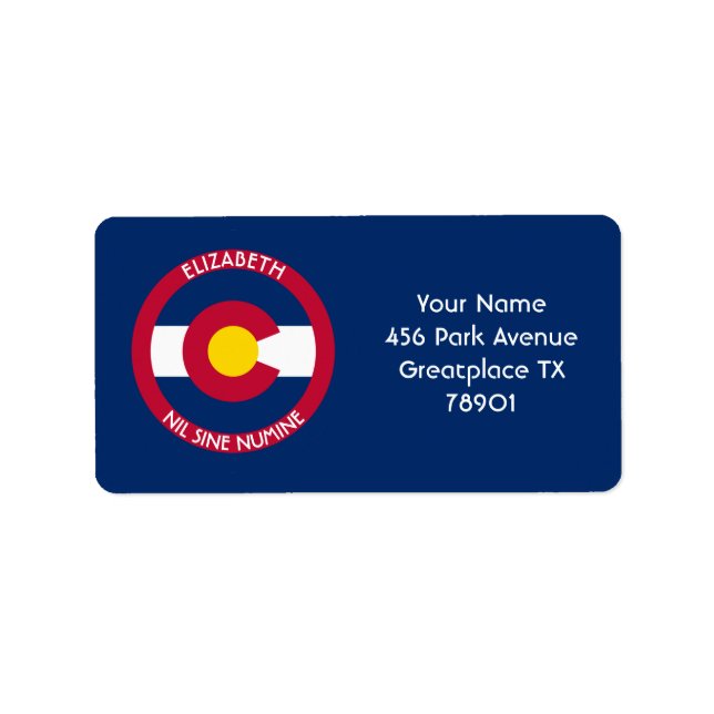 Colorado The Centennial State Personalised Flag Label (Front)