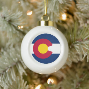 Colorado: The Centennial US State Flag Ceramic Ball Christmas Ornament