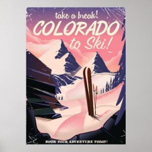 Colorado to Ski! Retro vacation poster