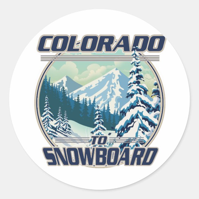 Colorado To Snowboard Classic Round Sticker (Front)
