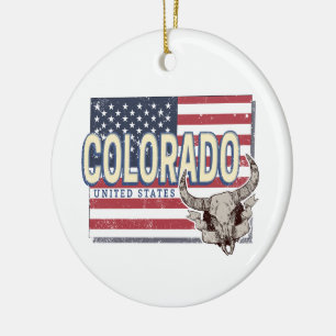 Colorado United States Retro State Map Vintage USA Ceramic Tree Decoration