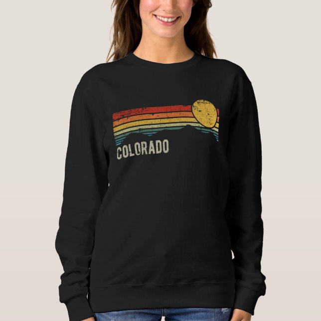 Colorado USA Retro Sunset Distressed Style Design Sweatshirt (Front)