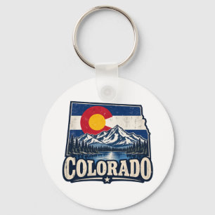 Colorado VIntage Flag Mountains  Key Ring